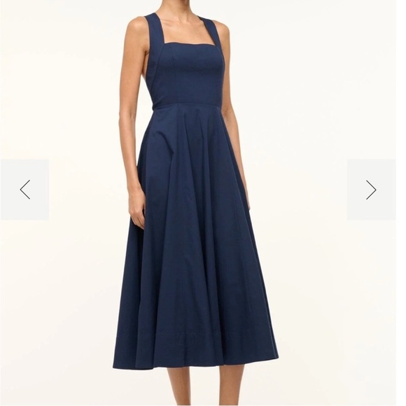 NWT STAUD Navy Teresa Midi Dress - Picture 3 of 10